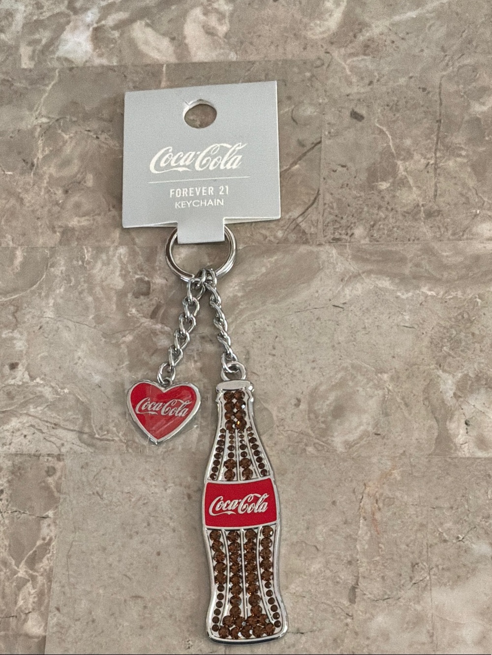 Coca Cola Red Bottle & Heart Keychain - Forever 21 - Picture 3 of 3